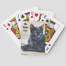 Serious Black Cat Face Poker Gezicht speelkaarten