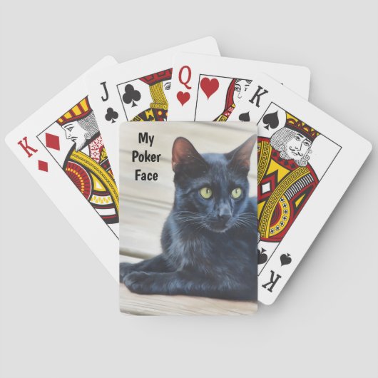 Serious Black Cat Face Poker Gezicht speelkaarten (Achterkant)