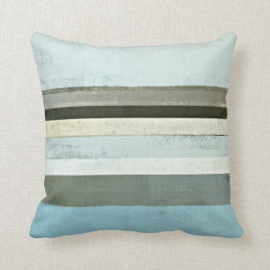 'Serious' Blue and Grey Abstract Art Pillow Kussen