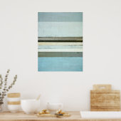 'Serious' Blue and Grey Abstract Art Poster Print (Keuken)