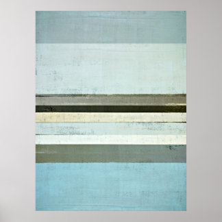 'Serious' Blue and Grey Abstract Art Poster Print