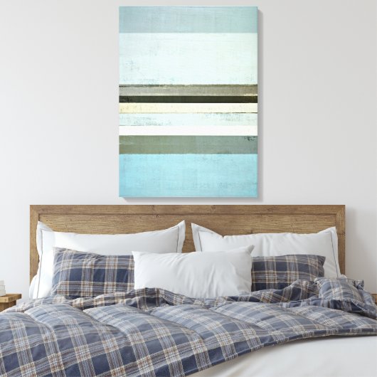 'Serious' Blue en Grey Abstract Art Canvas afdrukk (Insitu (Slaapkamer))