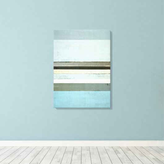'Serious' Blue en Grey Abstract Art Canvas afdrukk (Insitu (Houten vloer))