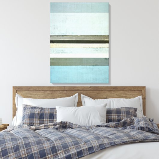 'Serious' Blue en Grey Abstract Art Canvas afdrukk (Insitu (Slaapkamer))