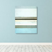'Serious' Blue en Grey Abstract Art Canvas afdrukk Afdruk (Insitu (Houten vloer))