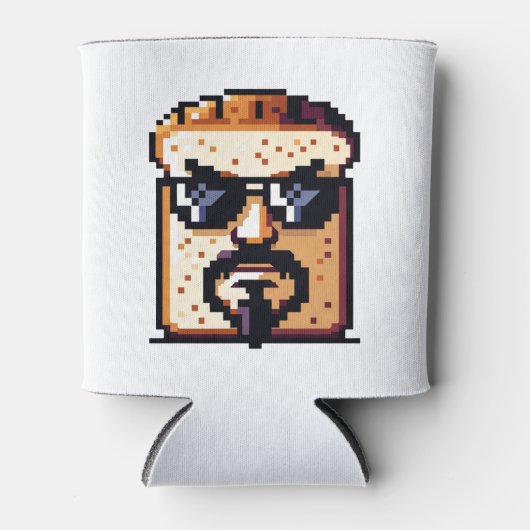 Serious Bread - Grappig Pixel Art Retro karakter Blikjeskoeler (Voorkant)