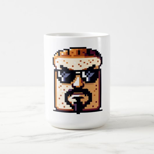 Serious Bread - Grappig Pixel Art Retro karakter Koffiemok (Center)