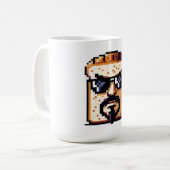 Serious Bread - Grappig Pixel Art Retro karakter Koffiemok (Voorkant links)