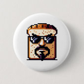 Serious Bread - Grappig Pixel Art Retro karakter Ronde Button 5,7 Cm (Voorkant)