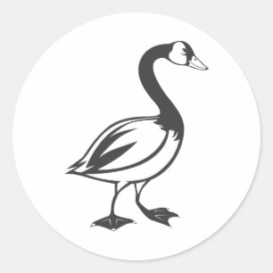 Serious Canada Goose Bird in zwart-wit Ronde Sticker