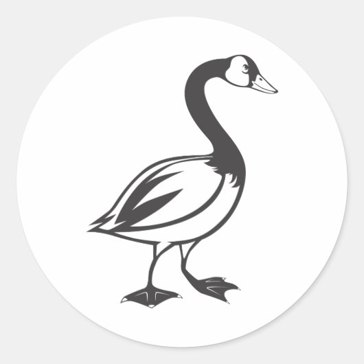 Serious Canada Goose Bird in zwart-wit Ronde Sticker (Voorkant)