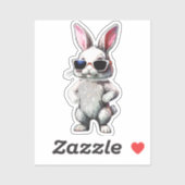 Serious Rabbit with Sunglasses Vinyl Sticker (Vel)