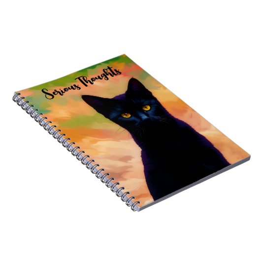 Serious Thoughts Cat Art Persoonlijk Dagboek Notit Notitieboek (Rechterzijde)