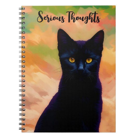 Serious Thoughts Cat Art Persoonlijk Dagboek Notit Notitieboek (Voorkant)
