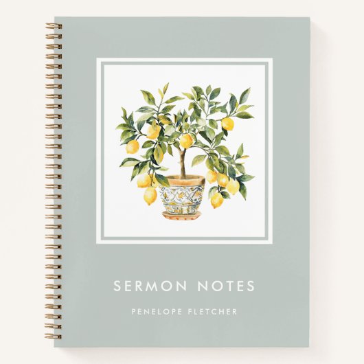 Sermon Notes Moderne Waterverf citroenboom Notitieboek (Voorkant)