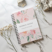 Sermon Notes Waterverf Bloemblush roze Notitieboek