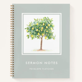 Sermon Notes Waterverf Citroenboom Sage Green Notitieboek