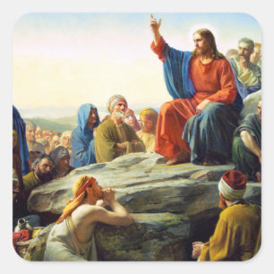 Sermon op de berg van Carl Bloch Vierkante Sticker