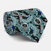 Serotonine in de ruimte op Blauwgroen Stropdas (Opgerold)