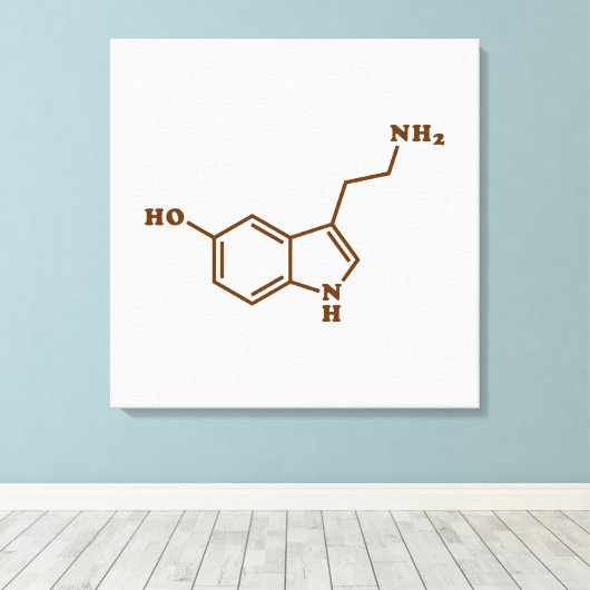 Serotonine Molecular Chemical Formule Canvas Afdruk (Insitu (Houten vloer))