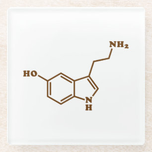 Serotonine Molecular Chemical Formule Glazen Onderzetter