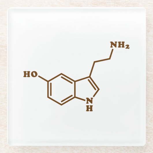 Serotonine Molecular Chemical Formule Glazen Onderzetter (Voorkant)