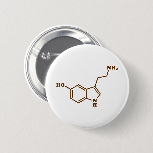 Serotonine Molecular Chemical Formule Ronde Button 5,7 Cm (Voorkant /achterkant)