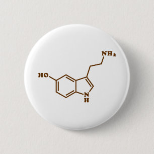 Serotonine Molecular Chemical Formule Ronde Button 5,7 Cm