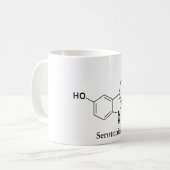 Serotoninemolecule chemie wetenschap koffiemok (Voorkant links)