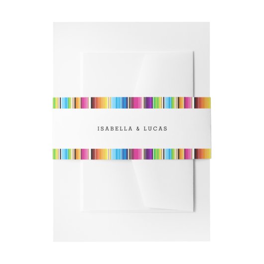 Serpae Spring Stripes Wedding Uitnodigingen Wikkel (Voorkant Voorbeeld)