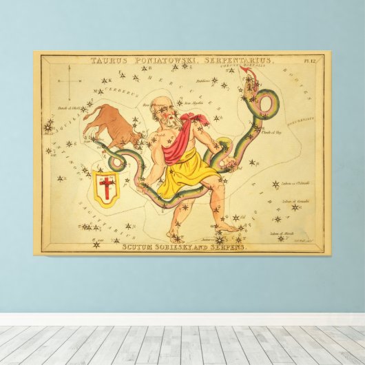 Serpens -  Astronomisch Star Chart Afbeelding Canvas Afdruk (Insitu (Houten vloer))