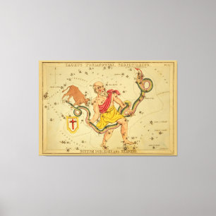 Serpens -  Astronomisch Star Chart Afbeelding Canvas Afdruk