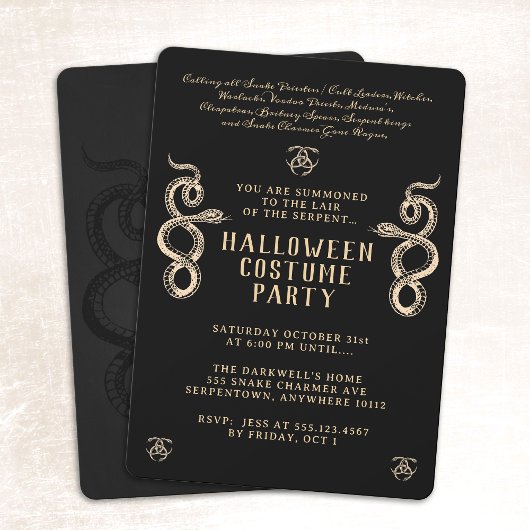 Serpent Adult Halloween Party Black Kaart