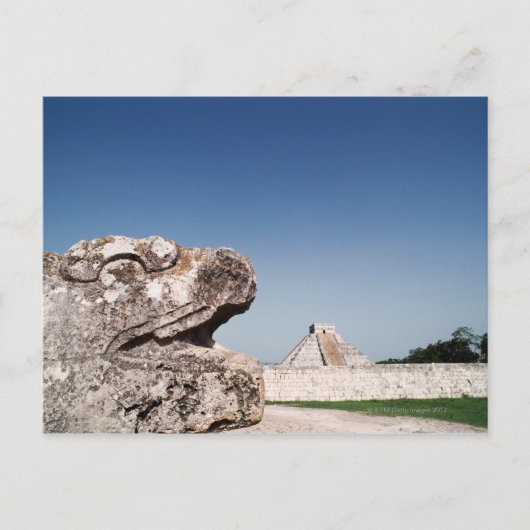 Serpent beeld door piramide in Mexico Briefkaart (Voorkant)