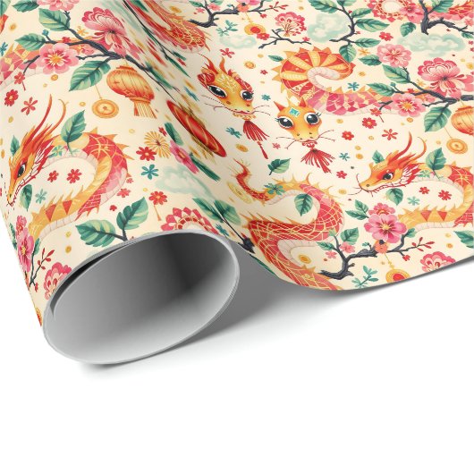 Serpent Dreams Chinees nieuwjaar Cadeaupapier (Rol Hoek)