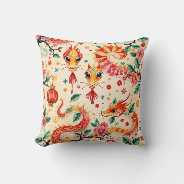 Serpent Dreams Chinees nieuwjaar Kussen (Voorkant)