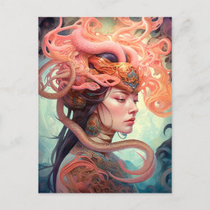 Serpent Hair Lady Fantasy Art Briefkaart