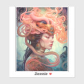 Serpent Hair Lady Fantasy Art Sticker (Vel)