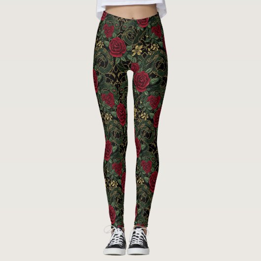 Serpent Rose Print Leggings (Voorkant)