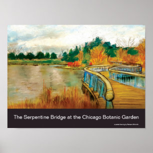 Serpentine Bridge bij de botanische tuin van Chica Poster
