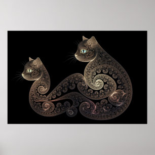 Serpentine fractal cat poster
