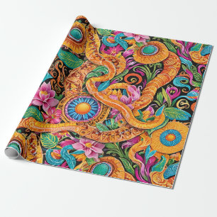 Serpentine Maya Mexicaanse Sun Dance Cadeaupapier
