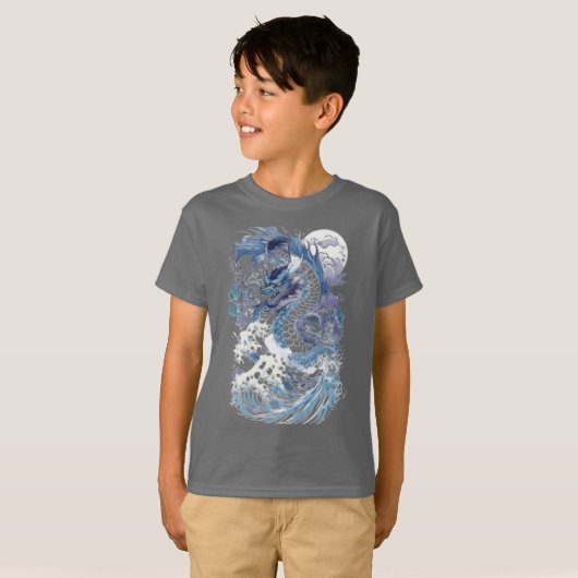 Serpentine Splendor: Japanse Dragon Art Revival T-shirt (Voorkant volledig)