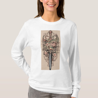 : "Serpent's Embrace: Dagger en Snake Tattoo T-shirt