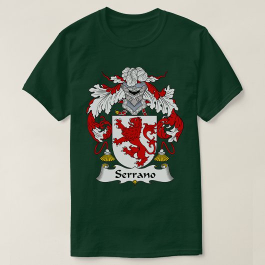 Serrano Coat of Arms Family Crest T-shirt (Design voorkant)