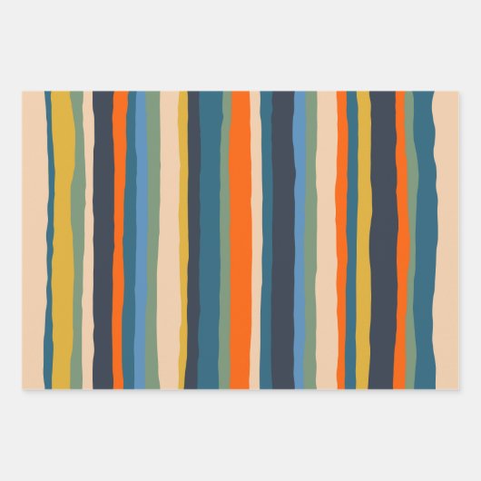 Serrate Stripes Kleurrijke Hedendaagse Modern Inpakpapier Vel (Voorkant 2)