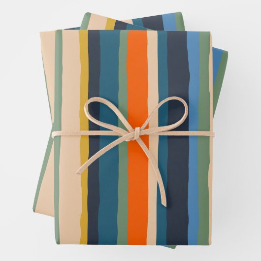 Serrate Stripes Kleurrijke Hedendaagse Modern Inpakpapier Vel (In situ)