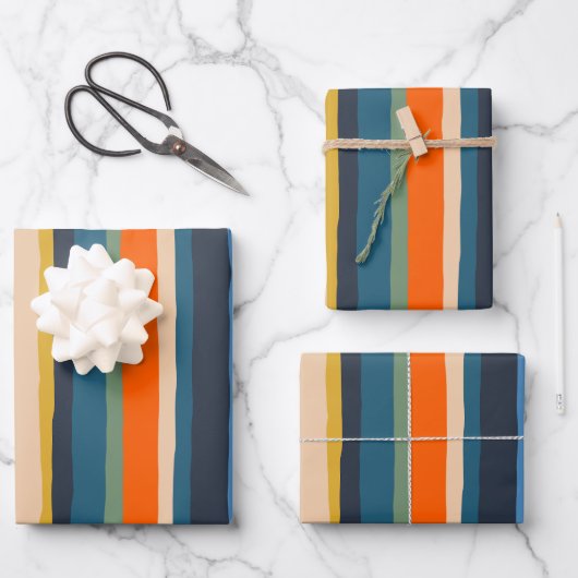 Serrate Stripes Kleurrijke Hedendaagse Modern Inpakpapier Vel (Voorkant)