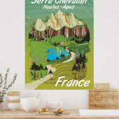 Serre Chevalier, Frankrijk ski reisposter Poster (Keuken)