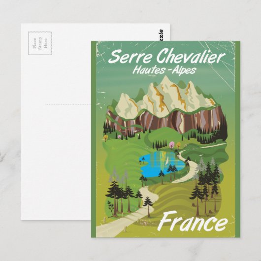 Serre Chevalier, Franse skiposter Briefkaart (Voorkant / Achterkant)